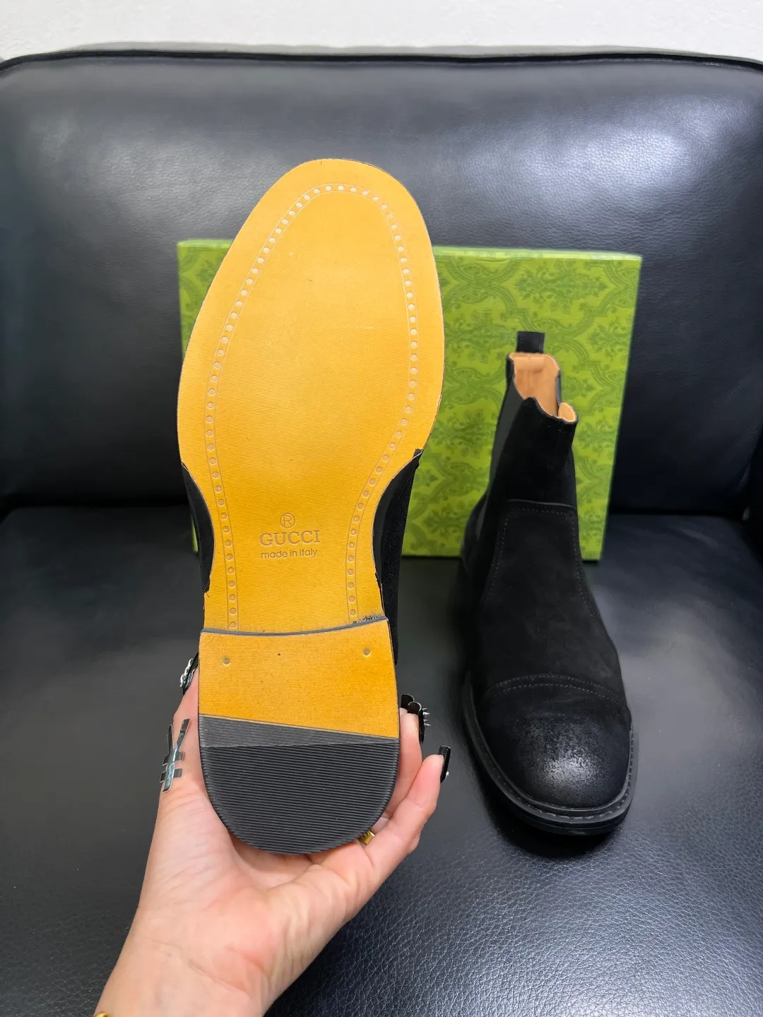 Men's shoes 💰900 Gucci High-quality top crafts Gucci Leather shoes and boots high-top series counter synchronization Original factory configuration, original cowhide imported from Italy, imported water-dyed cow lining, soles: original factory special supply original sole super comfortable, original factory and single goods High quality, welcome to compare and synchronization at the counter, code number 39-44 (customized 45)